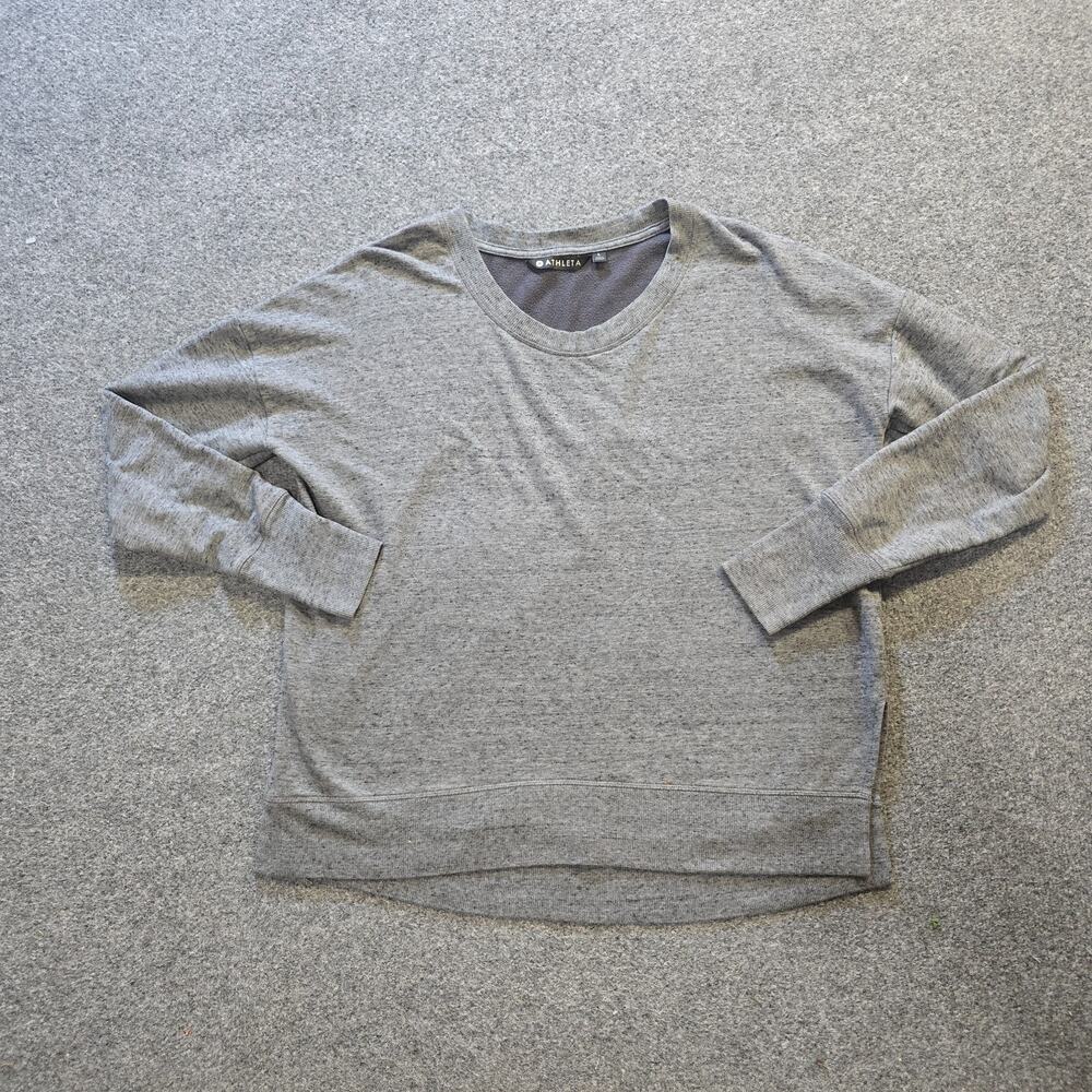 Athleta Sweater Women Size Large Gray Fleece Long Sleeve Sweatshirt Casual Basic